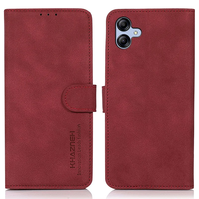 KHAZNEH For Samsung Galaxy A05 4G Case Textured Leather Mobile Phone Cover Wallet Stand Shell - Red