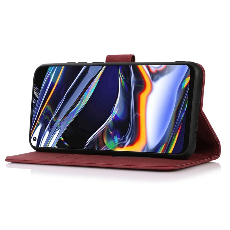 KHAZNEH For Samsung Galaxy A05 4G Case Textured Leather Mobile Phone Cover Wallet Stand Shell - Red