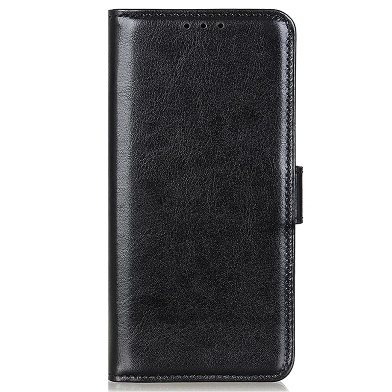 Para Samsung Galaxy A05 4G Case Leather Phone Cover Wallet Crazy Horse Texture Stand Shell - Black