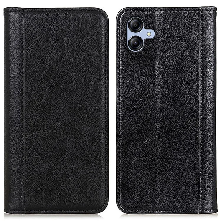 Para Samsung Galaxy A05 4G Case Phone Shell Anti-Scratch Split Leather Wallet with Stand Function - Black