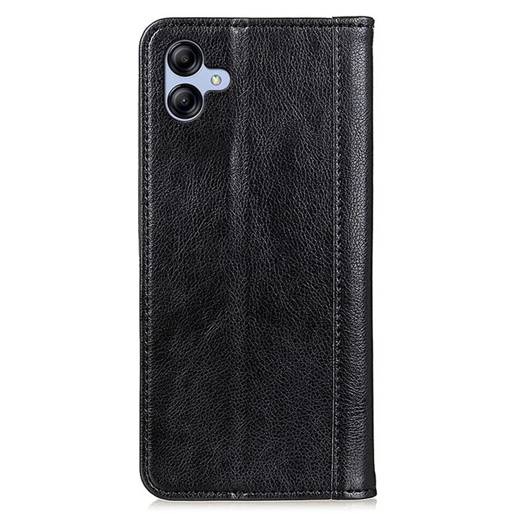 Para Samsung Galaxy A05 4G Case Phone Shell Anti-Scratch Split Leather Wallet with Stand Function - Black