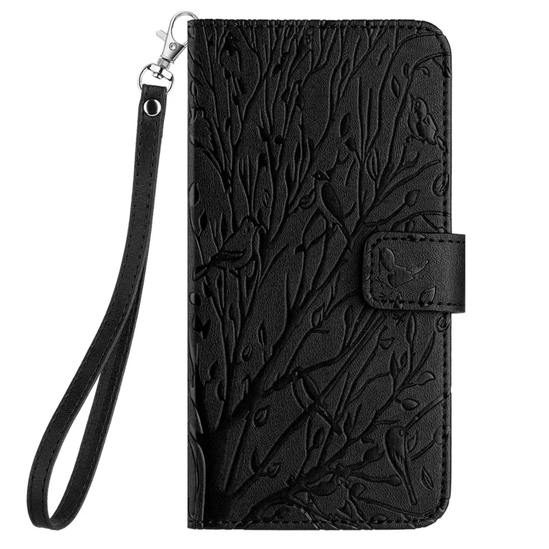For Oppo A57 4G Case Solid Color Stand Wallet Slim-Fit Leather Phone Cover - Black