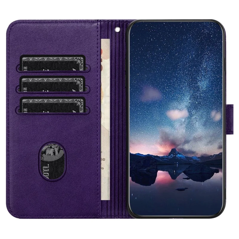 For Oppo A57 4G Case Solid Color Stand Wallet Slim-Fit Leather Phone Cover - Purple