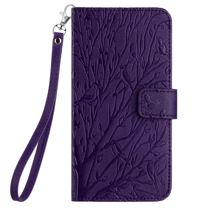 For Oppo A57 4G Case Solid Color Stand Wallet Slim-Fit Leather Phone Cover - Purple