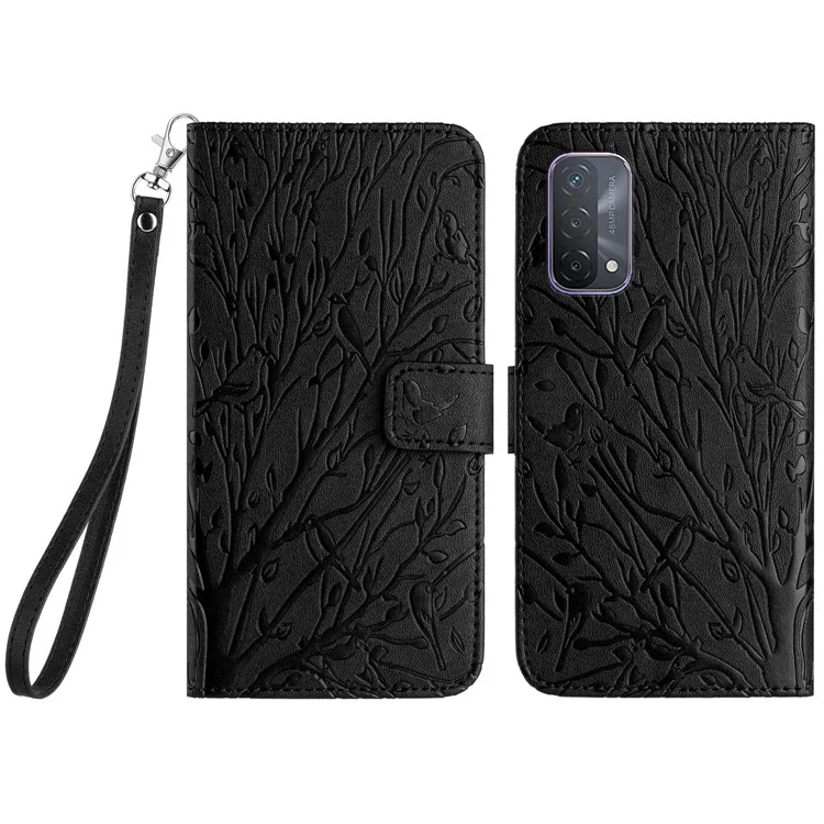 Per Oppo A93 5G Case Custodia a Portafoglio in Pelle con Motivi Stampati e Protettiva Antiurto - Nero