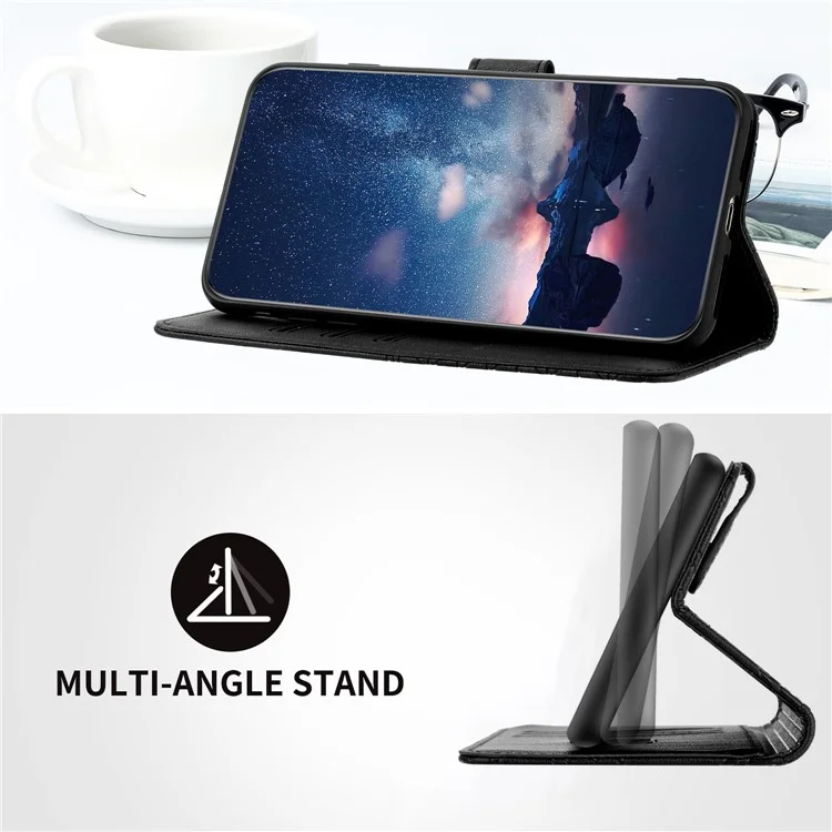 Per Oppo A93 5G Case Custodia a Portafoglio in Pelle con Motivi Stampati e Protettiva Antiurto - Nero