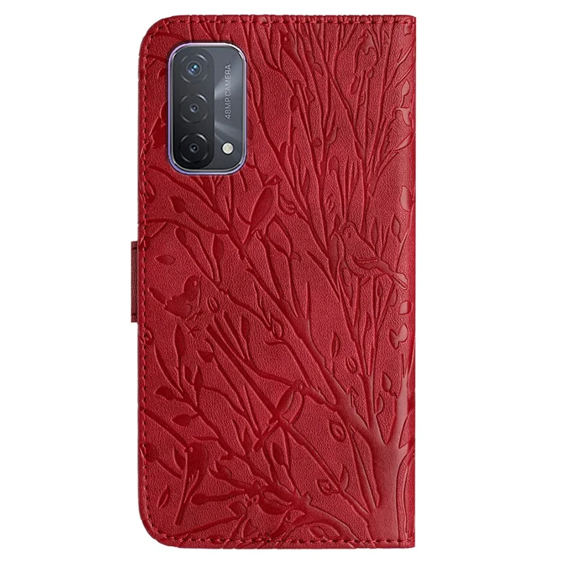 Für Oppo A93 5G Hülle Stoßfeste bedruckte PU-Leder Wallet Handyhülle - Rot