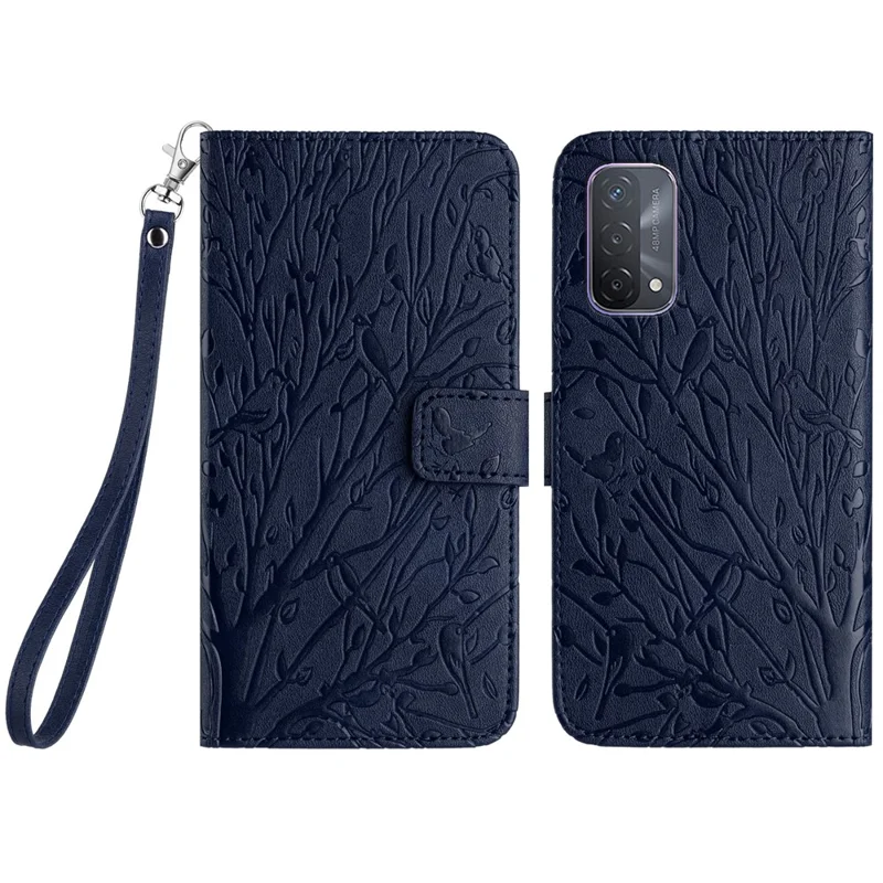 For Oppo A93 5G Case Shockproof Imprinted PU Leather Wallet Phone Shell Cover - Blue