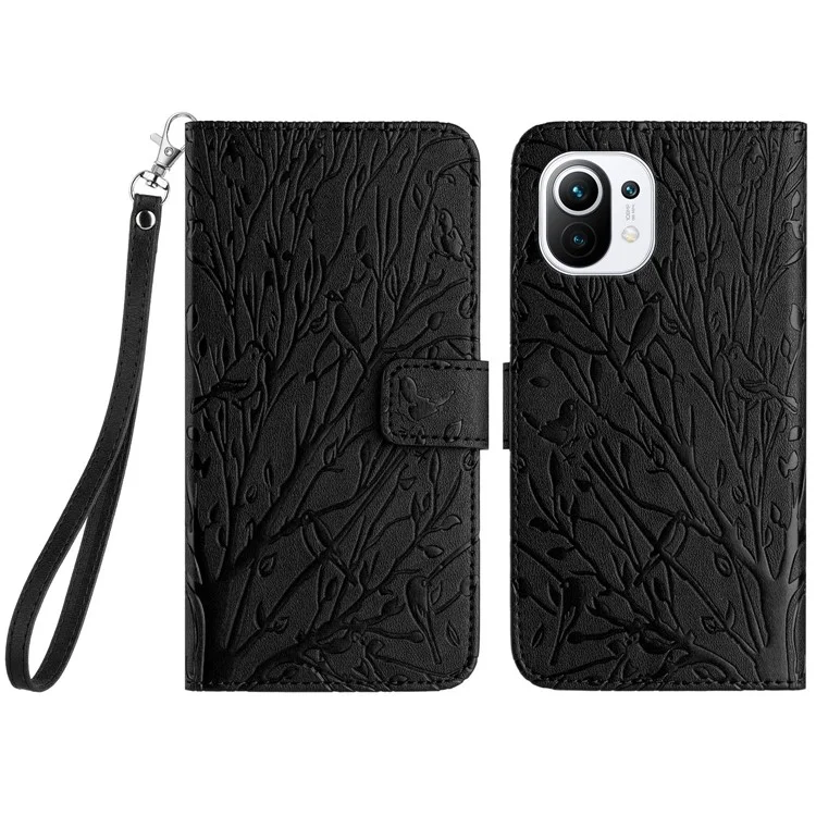 Para Xiaomi 11 Lite 5G NE / Mi 11 Lite 5G / Mi 11 Lite 4G Case Wallet Stand Magnetic Leather Cell Phone Cover - Black