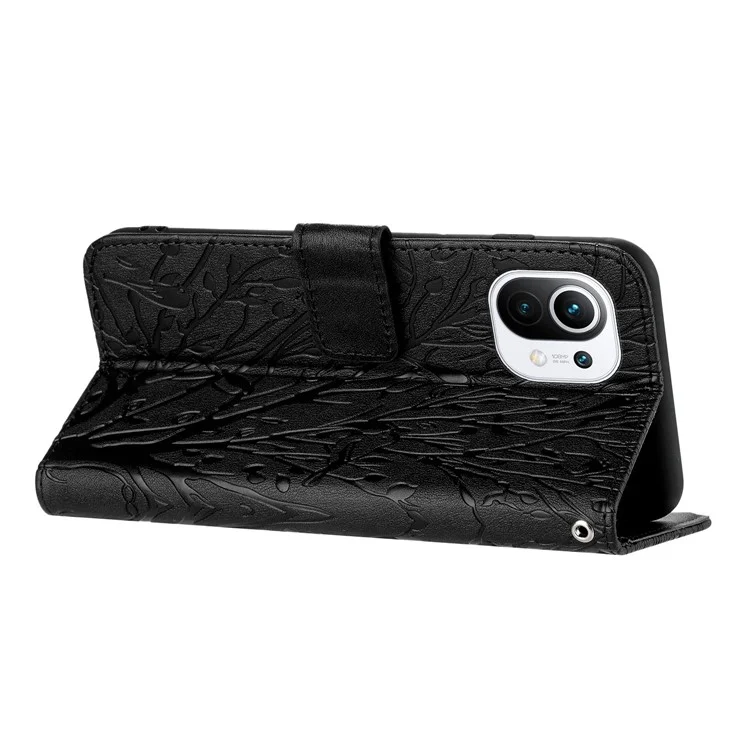 Para Xiaomi 11 Lite 5G NE / Mi 11 Lite 5G / Mi 11 Lite 4G Case Wallet Stand Magnetic Leather Cell Phone Cover - Black