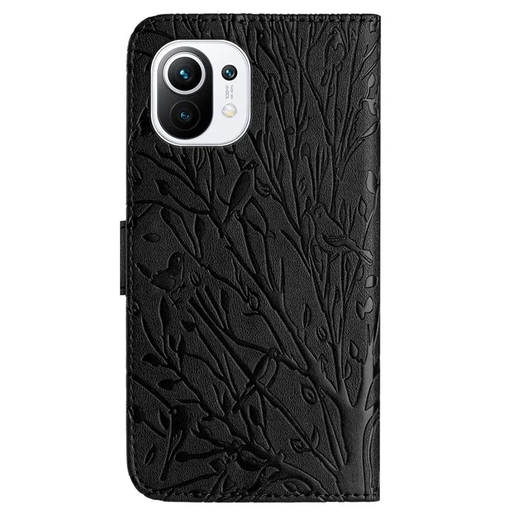 Para Xiaomi 11 Lite 5G NE / Mi 11 Lite 5G / Mi 11 Lite 4G Case Wallet Stand Magnetic Leather Cell Phone Cover - Black