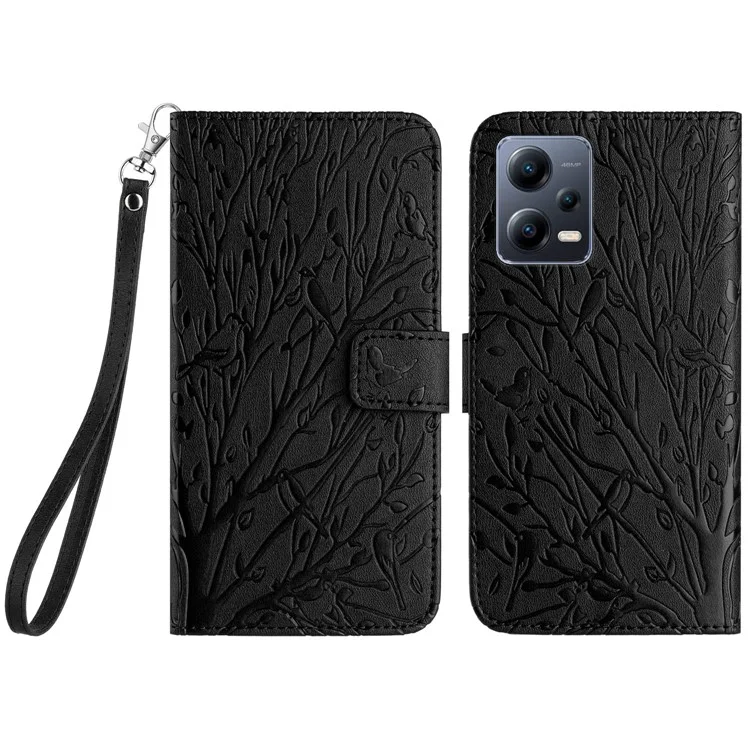 Capa de Couro PU para Xiaomi Redmi Note 12 Pro+ 5G Case Wallet Stand PU Leather Mobile Phone Shell - Preto