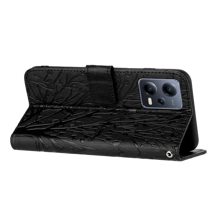 Capa de Couro PU para Xiaomi Redmi Note 12 Pro+ 5G Case Wallet Stand PU Leather Mobile Phone Shell - Preto