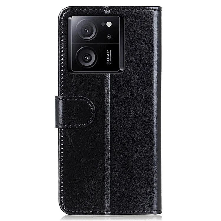 For Xiaomi Redmi K60 Ultra / 13T / 13T Pro Case Wallet Crazy Horse Texture Shockproof Stand Leather Phone Cover - Black