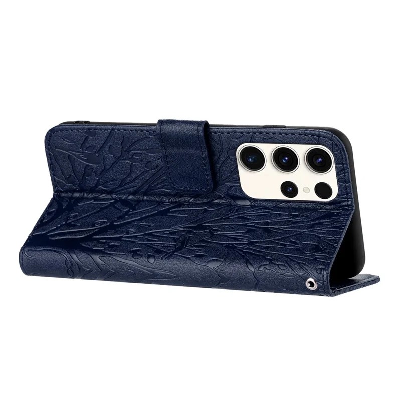 For Samsung Galaxy S22 Ultra 5G Case Wallet PU Leather Phone Cover with Stand - Blue