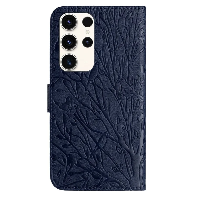 For Samsung Galaxy S22 Ultra 5G Case Wallet PU Leather Phone Cover with Stand - Blue