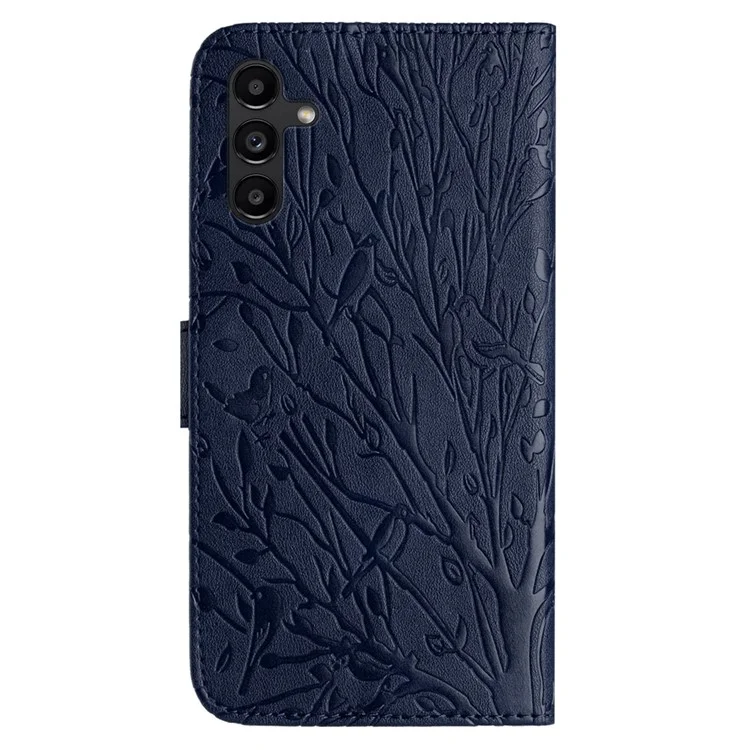 For Samsung Galaxy A24 4G (162.1 x 77.6 x 8.3mm) Phone Case Leather Cover with Wallet Stand - Blue