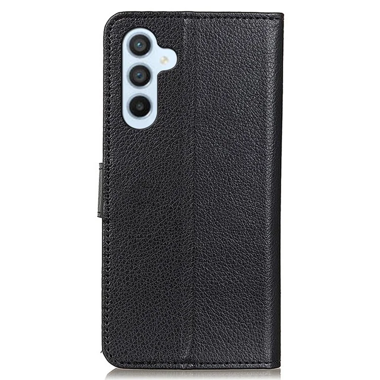 Per Samsung Galaxy A05s 4G Case PU Pelle Portafoglio Stand Texture Litchi Telefono Cover - Nero