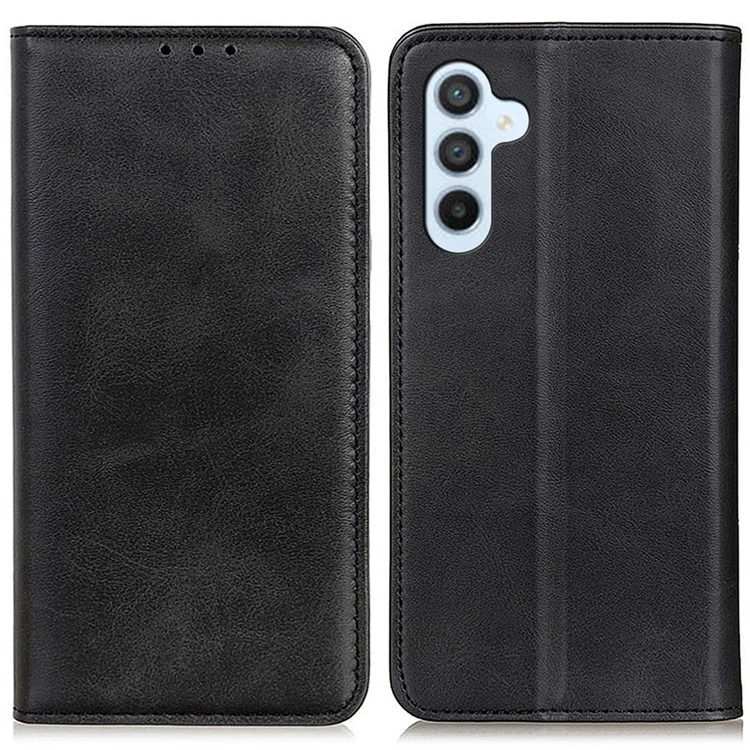Für Samsung Galaxy A05s 4G Hülle Kuhledertextur Split Leder Cover Wallet Stand Phone Shell - Schwarz