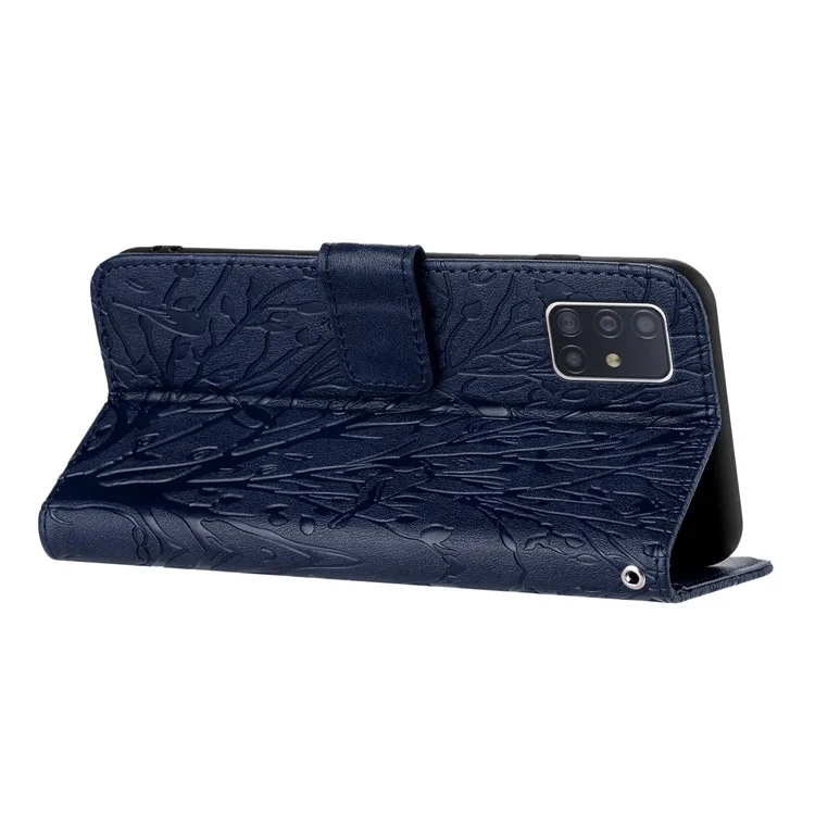 Pour Samsung Galaxy A51 4G SM-A515 Portefeuille du Portefeuille pu Leather Stand Téléphone - Bleu