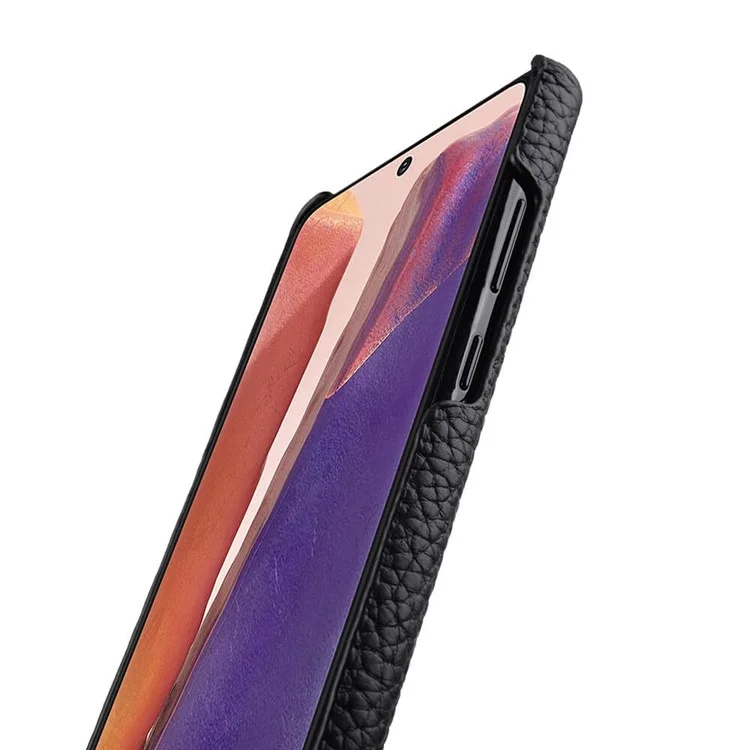 Capa de telefone Melkco Back para Samsung Galaxy Note20 / Note20 5G, Couro de vaca genuíno revestido de PC Anti-Drop Cover - Preto