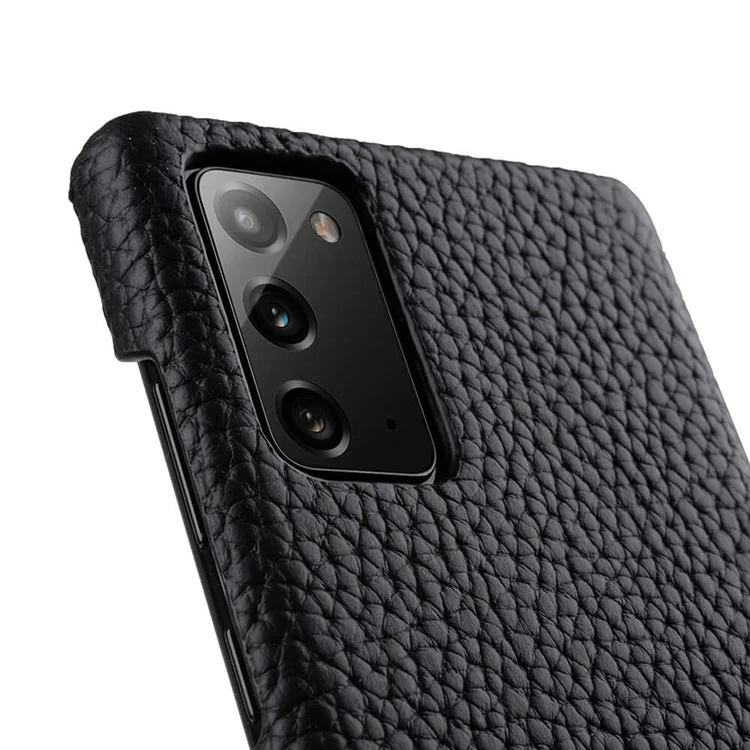 Capa de telefone Melkco Back para Samsung Galaxy Note20 / Note20 5G, Couro de vaca genuíno revestido de PC Anti-Drop Cover - Preto