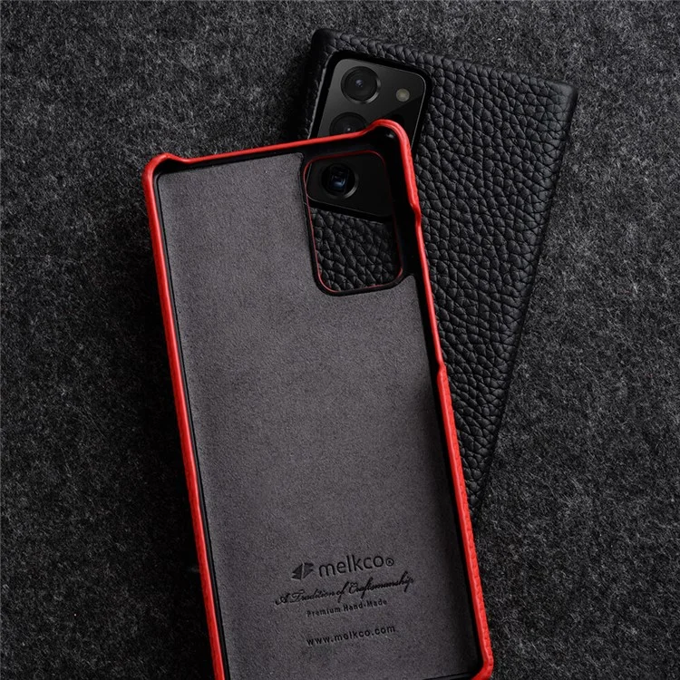 Capa de telefone Melkco Back para Samsung Galaxy Note20 / Note20 5G, Couro de vaca genuíno revestido de PC Anti-Drop Cover - Preto