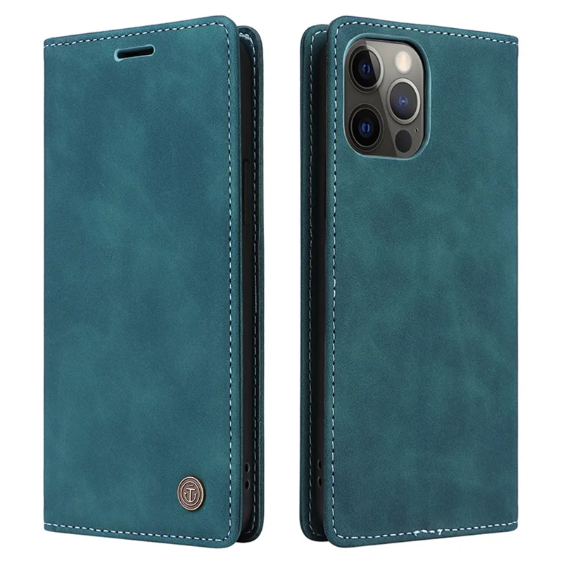 006 Series For iPhone 15 Pro Case PU Leather Phone Cover with Wallet Stand - Green
