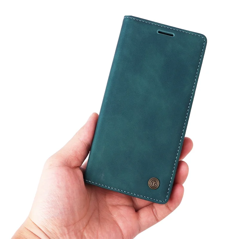006 Series For iPhone 15 Pro Case PU Leather Phone Cover with Wallet Stand - Green
