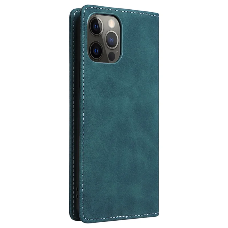 006 Series For iPhone 15 Pro Case PU Leather Phone Cover with Wallet Stand - Green