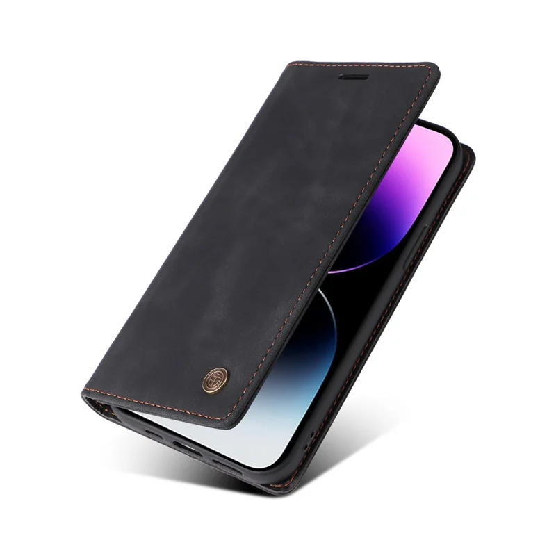 006 Serie für iPhone 15 Pro Max Hülle PU-Leder Faltbar Ständer Telefonabdeckung - Schwarz