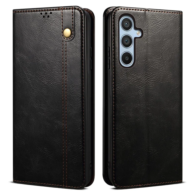 For Samsung Galaxy F34 5G / M34 5G Case Slim-Fit PU Leather Stand Wallet Leather Phone Shell - Black