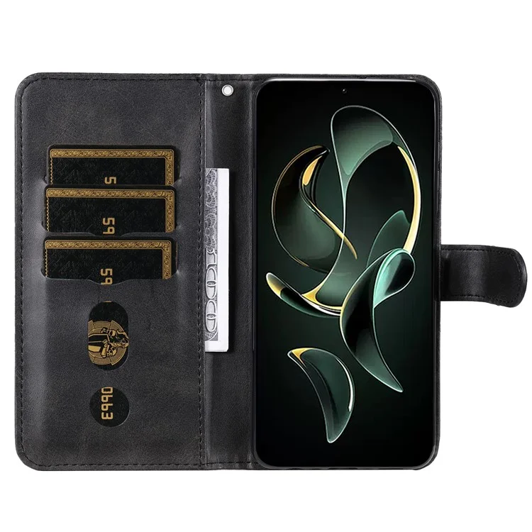 For Xiaomi Redmi K60 Ultra / 13T / 13T Pro Case Shockproof Shell Zipper Pocket Wallet Stand Phone Cover - Black