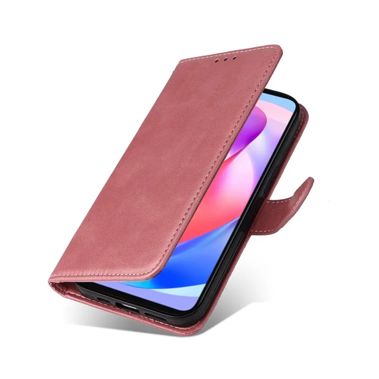 Capa 4G For Honor X6a Textura de Bezerro Carteira com Suporte Couro PU Capa de Telefone Celular - Rosa