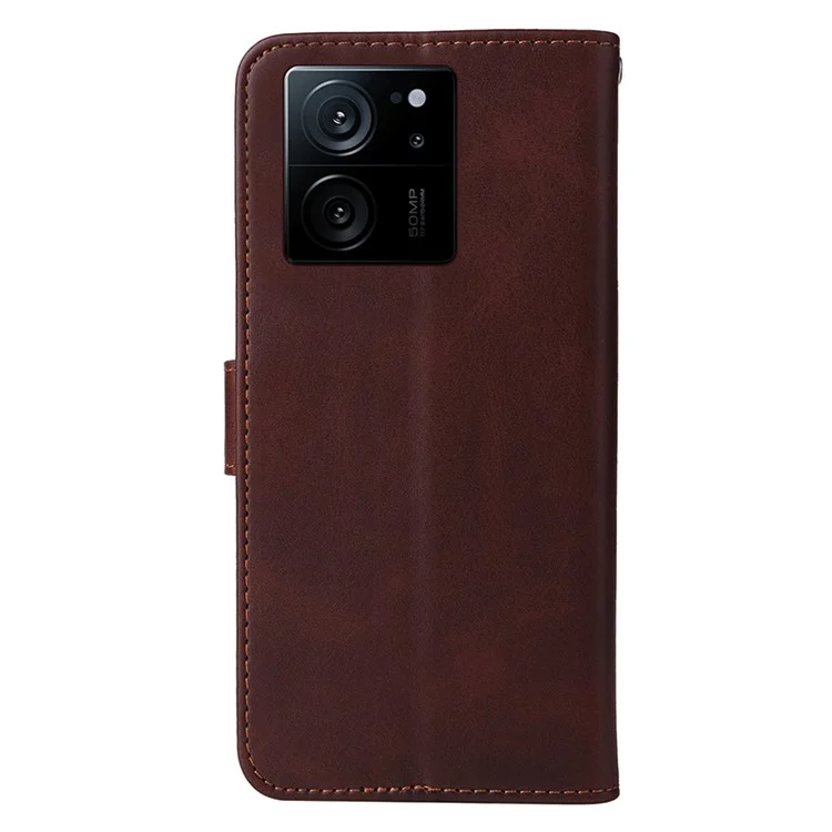 Für Xiaomi Redmi K60 Ultra / 13T / 13T Pro Hülle PU-Leder Handy-Cover Kalbleder-Textur Geldbörse mit Ständer - Braun