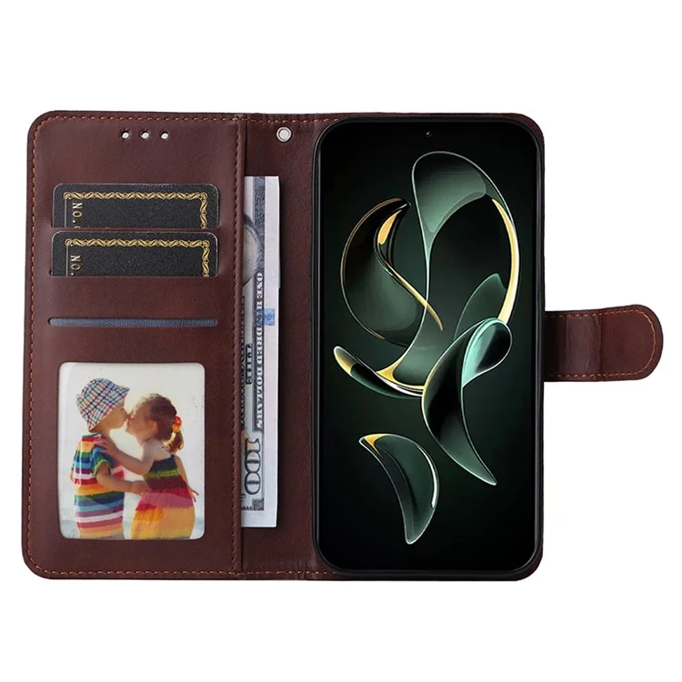 Für Xiaomi Redmi K60 Ultra / 13T / 13T Pro Hülle PU-Leder Handy-Cover Kalbleder-Textur Geldbörse mit Ständer - Braun