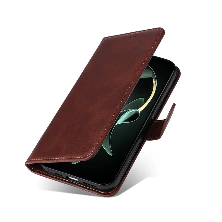 Für Xiaomi Redmi K60 Ultra / 13T / 13T Pro Hülle PU-Leder Handy-Cover Kalbleder-Textur Geldbörse mit Ständer - Braun
