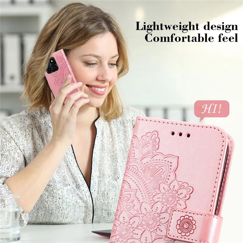 For Honor X6a 4G Case Floral Pattern PU Leather Wallet Stand Phone Cover - Pink