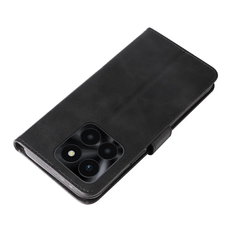 For Honor X6a 4G Case Slim-Fit Phone Shell Stand Function Wallet Cover - Black