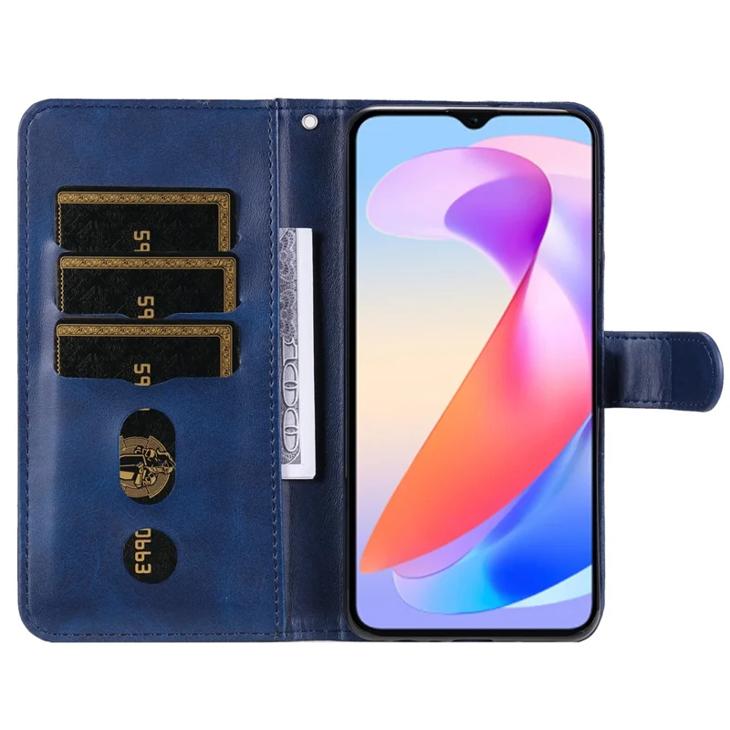 For Honor X6a 4G-Hülle Slim-Fit Handy-Schale Ständer Funktion Brieftasche Cover - Blau