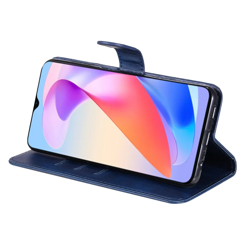 For Honor X6a 4G-Hülle Slim-Fit Handy-Schale Ständer Funktion Brieftasche Cover - Blau