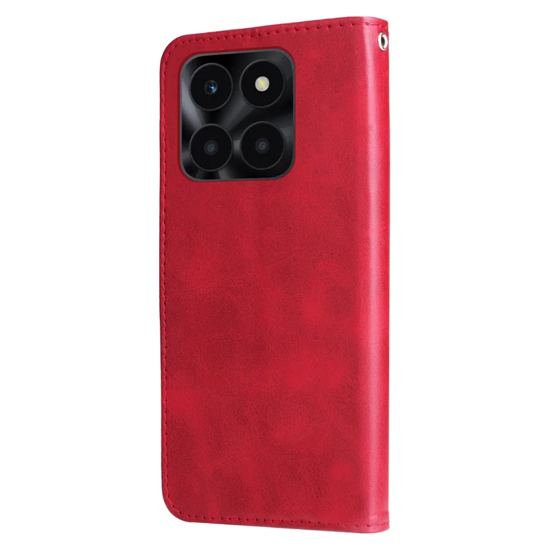 Capa 4G X6a For Honor Função de Suporte de Carteira Capa de Telefone Slim-Fit - Vermelho 