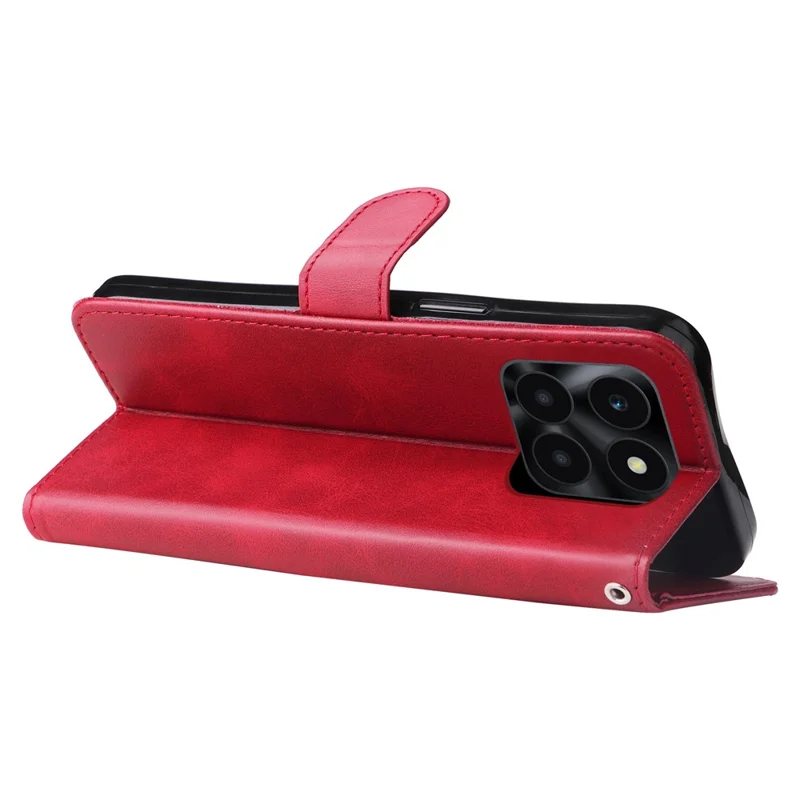 Capa 4G X6a For Honor Função de Suporte de Carteira Capa de Telefone Slim-Fit - Vermelho 
