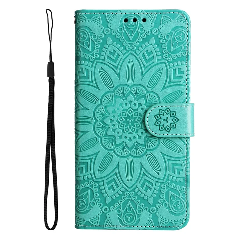 For Honor X6a 4G Case PU Leather Sunflower Imprinted Phone Cover Wallet Stand Shell - Green