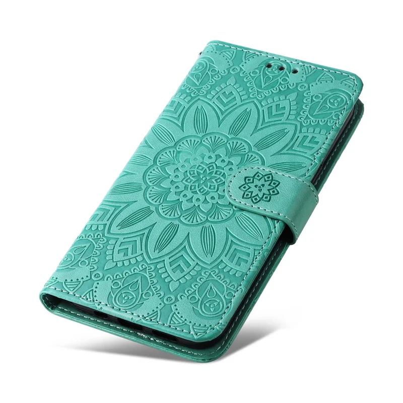 For Honor X6a 4G Case PU Leather Sunflower Imprinted Phone Cover Wallet Stand Shell - Green