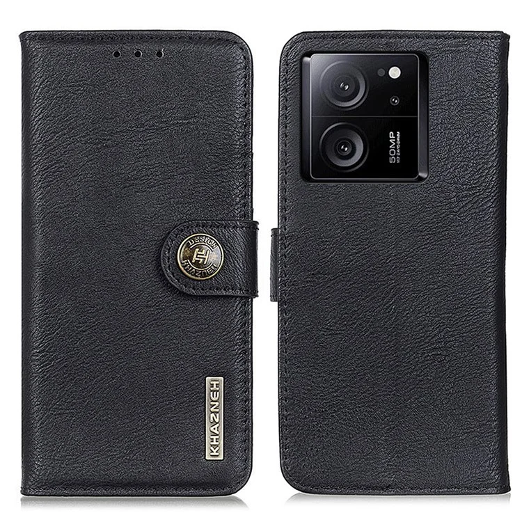 KHAZNEH para Xiaomi 13T / 13T Pro / Redmi K60 Ultra Funda Antiperforación Cubierta de Teléfono de Cuero PU Soporte de Billetera - Negro