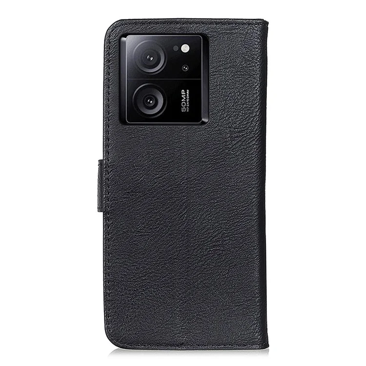 KHAZNEH para Xiaomi 13T / 13T Pro / Redmi K60 Ultra Funda Antiperforación Cubierta de Teléfono de Cuero PU Soporte de Billetera - Negro