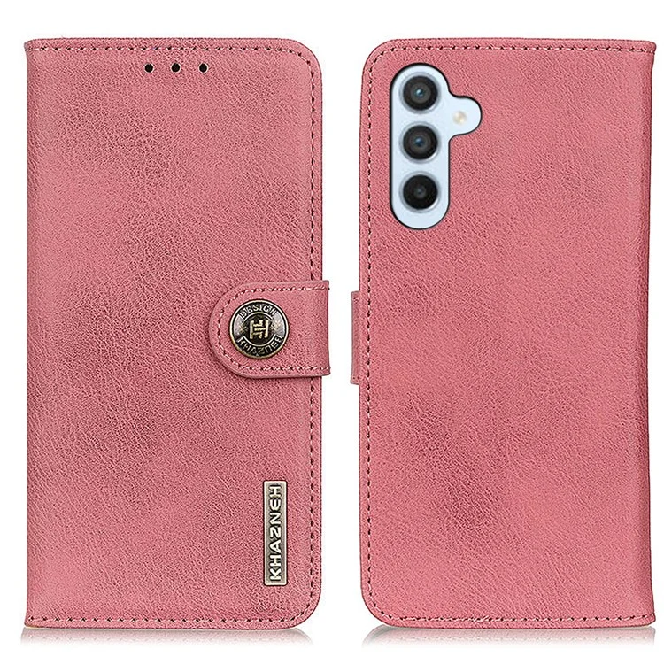 KHAZNEH Para Samsung Galaxy A05s 4G Case Cowhide Texture Stand Wallet Leather Mobile Phone Cover - Pink