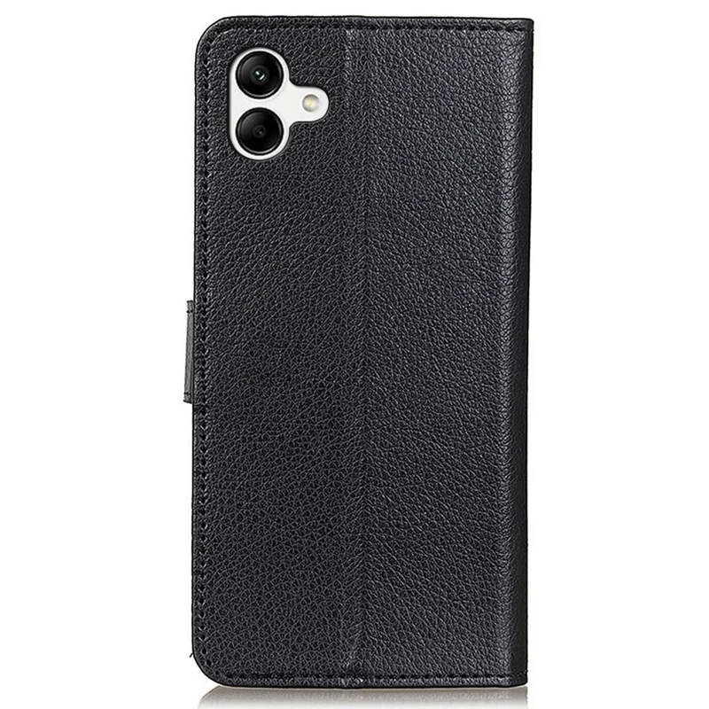 For Samsung Galaxy A05 4G Case Wallet Stand Litchi Texture PU Leather Phone Cover - Black