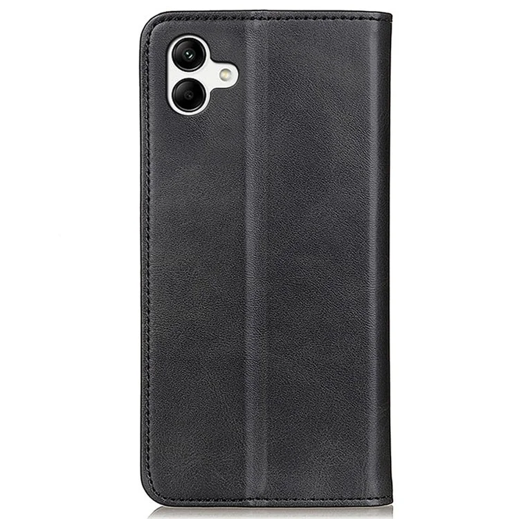 Для Samsung Galaxy A05 4G Case Split Leather Cover Wallet Stand Cowhide Texture Phone Shell - Черный